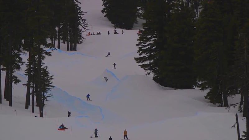 The man-made snow breaks are shaped to resemble ocean waves from Lopez’s favorite surf spots....