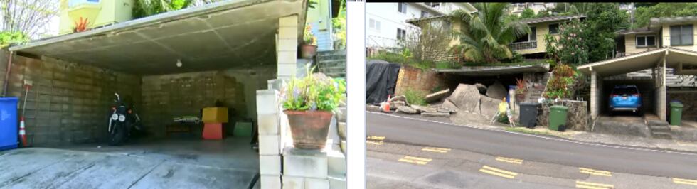 The photo on the right show the garage on Waiomao Road nearly two years ago. The photo on the...