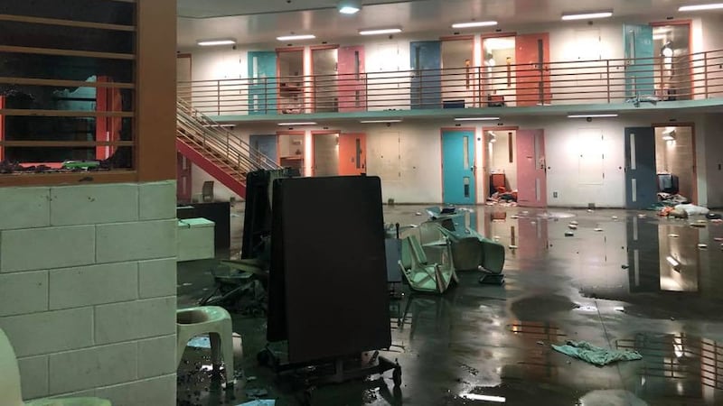 This image shows the aftermath of Monday's riot inside one of the modules at Maui Community...