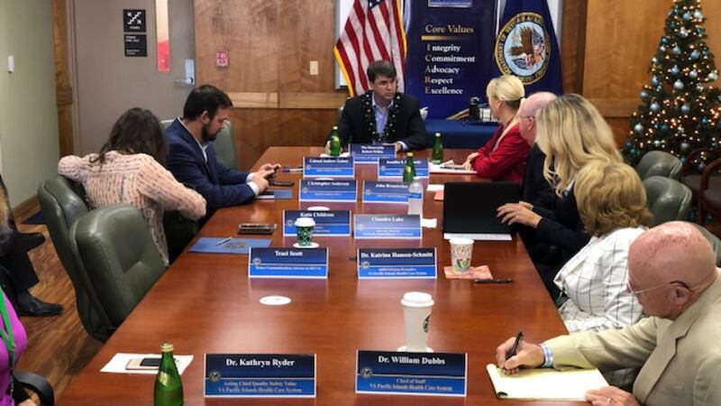 Robert Wilkie, U.S. Secretary of Veterans Affairs, meets with service providers at Tripler...