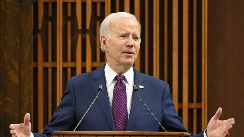FILE - President Joe Biden speaks to the Canadian Parliament in Ottawa, Canada, Friday, March...