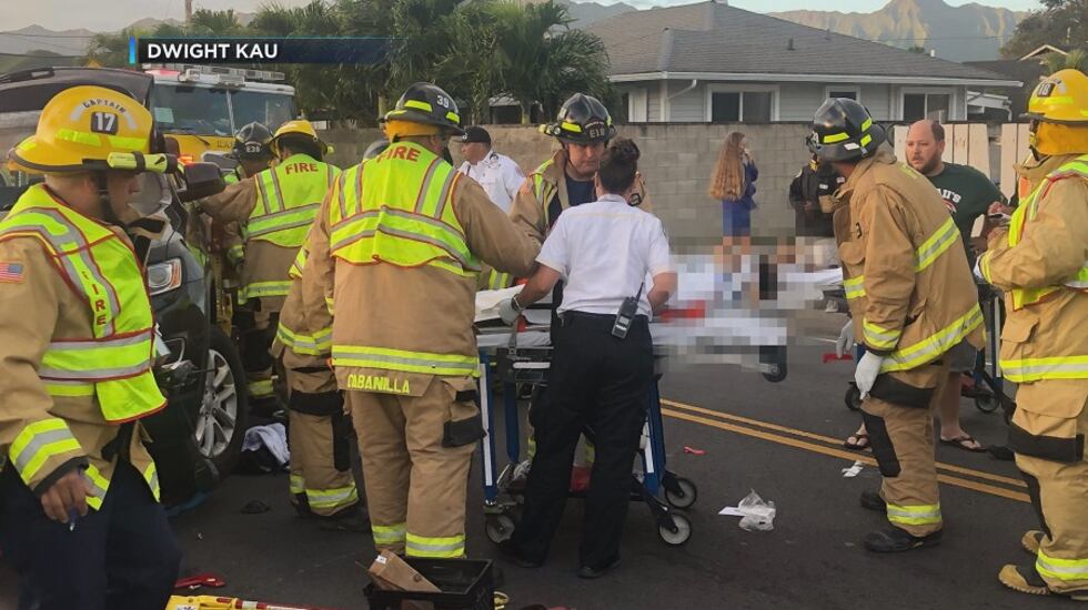 Emergency personnel responded to a crash involving two boys riding their bicycles in Kailua...