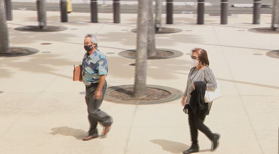 Mitsunaga & Associates employee Aaron and his wife, Joann Fujii arrive at federal court for...