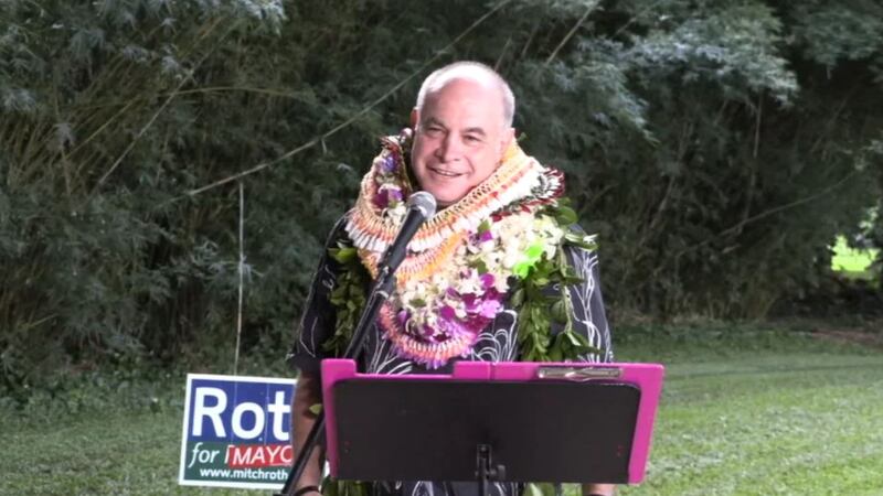 Mitch Roth announced his plans to run for Hawaii County Mayor, Tuesday at Liliuokalani Gardens...