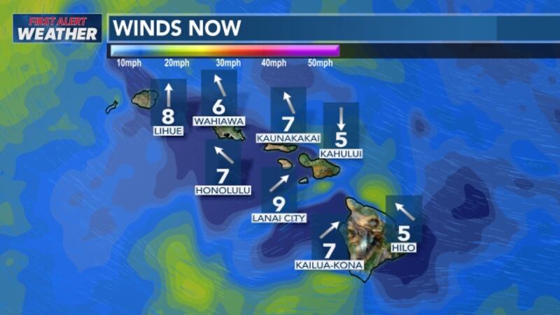Winds are starting to shift from the south as a cold front approaches.