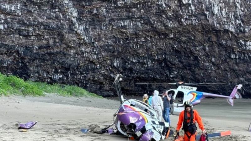 One person was injured when a tour helicopter crashed on a remote Kauai beach on Tuesday,...