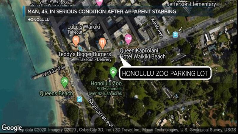 A man is seriously injured in an apparent stabbing in the Honolulu Zoo parking lot.