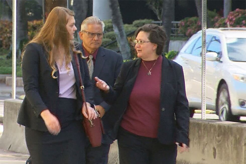 Katherine and Louis Kealoha walk into federal court on Wednesday morning for the first day of...