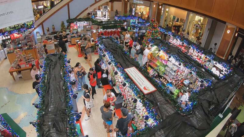 Large crowds were observed at shopping centers across the state on Friday.
