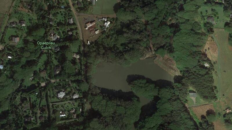 Here's a look at Kaupakalua Dam during dry weather. The reservoir sits above Haikua and Pauwela.