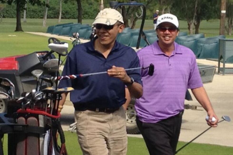 President Obama golfing Monday - Photo Source: AP
