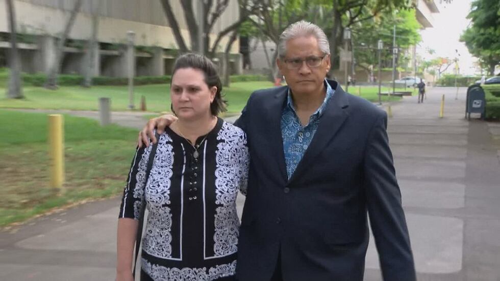 The Kealohas leave federal court after learning of their guilty verdicts (Image: Hawaii News Now)