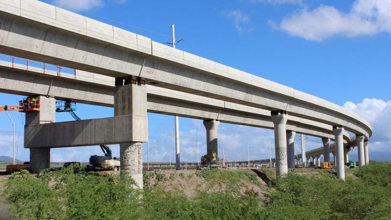 Construction on a portion of Oahu's rail project takes place near Kapolei.