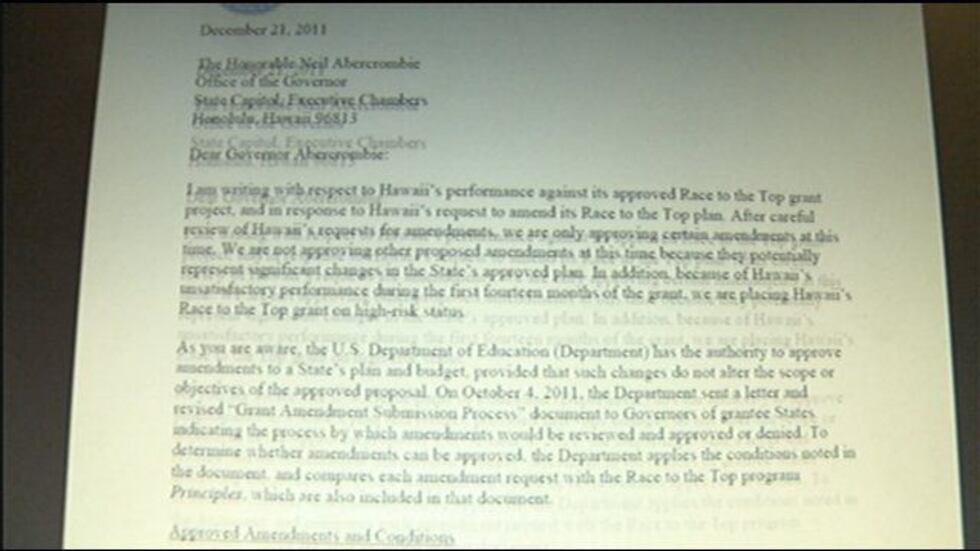 Letter to Governor Neil Abercrombie