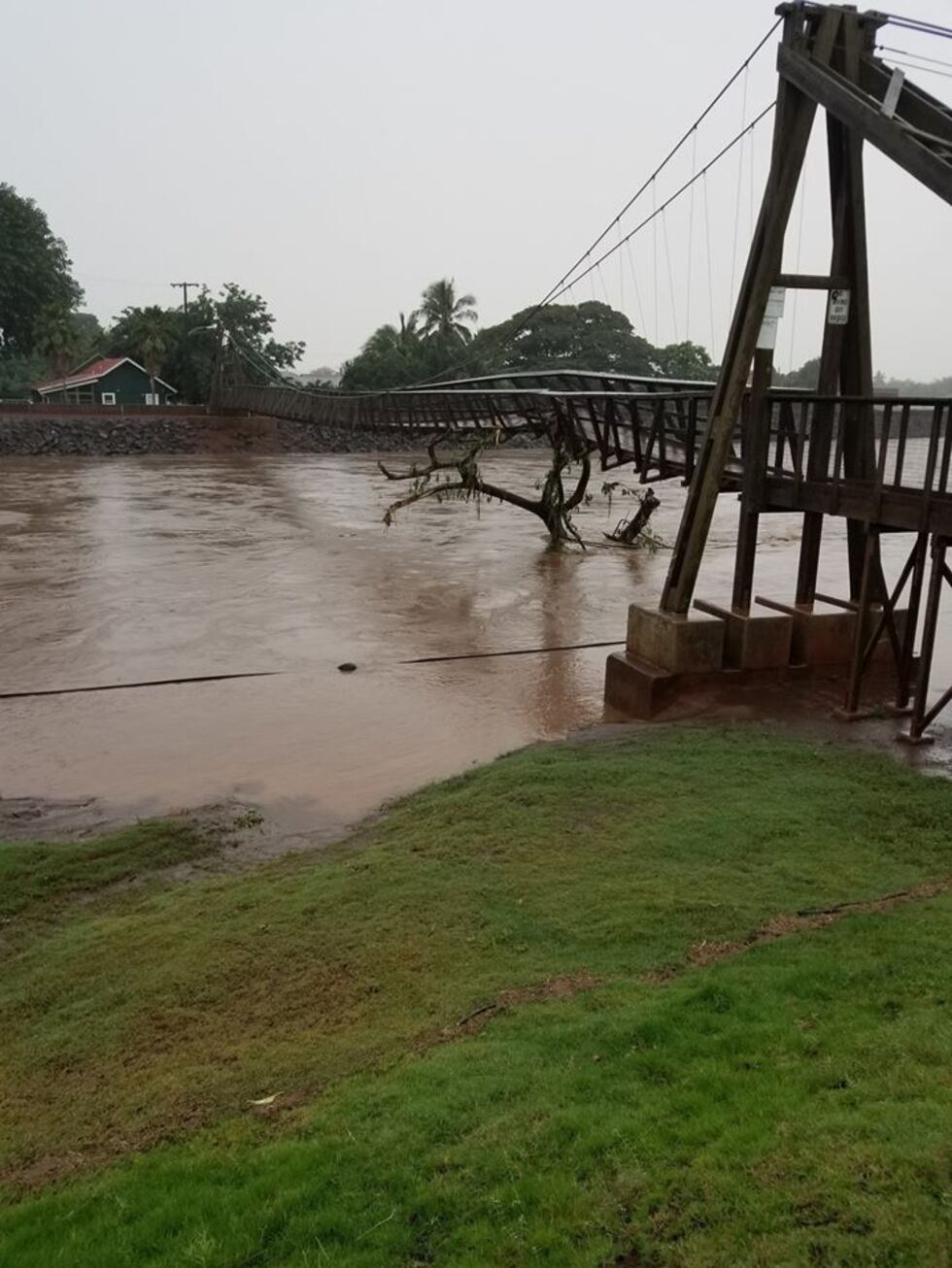 The Hanapepe Swinging Bridge has been damaged and is currently closed.