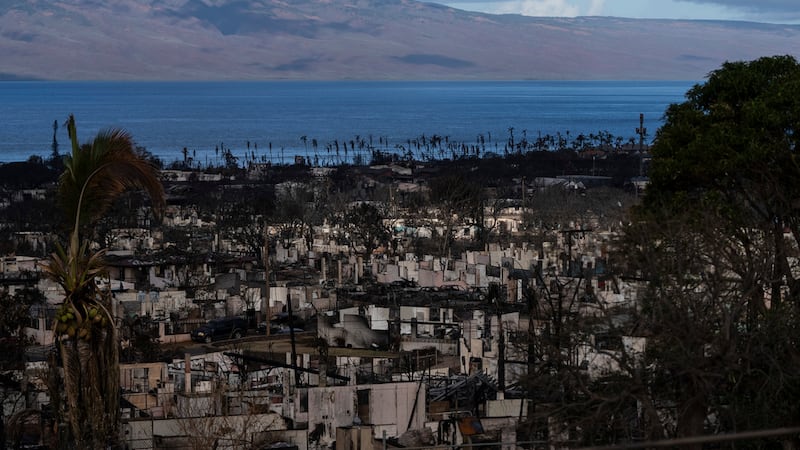FILE - Homes consumed in recent wildfires are seen in Lahaina, Hawaii, on Aug. 16, 2023. (AP...
