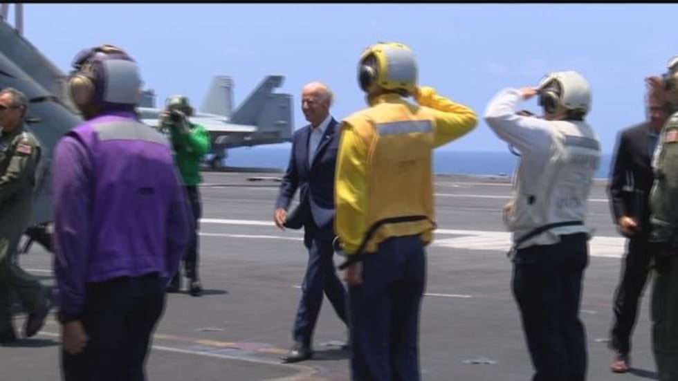 V.P. Biden aboard the U.S.S. Stennis (Image: Hawaii News Now)