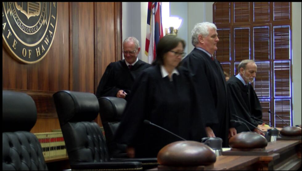 Justices heard from both sides in the Thirty Meter Telescope case. (Image: Hawaii News Now)