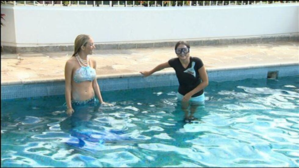 Mermaid pool workout