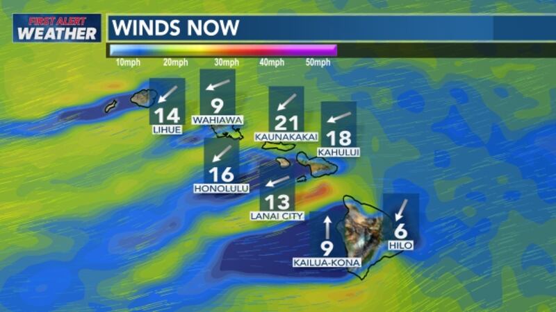 Moderate to breezy trade wind are expected through the coming week.